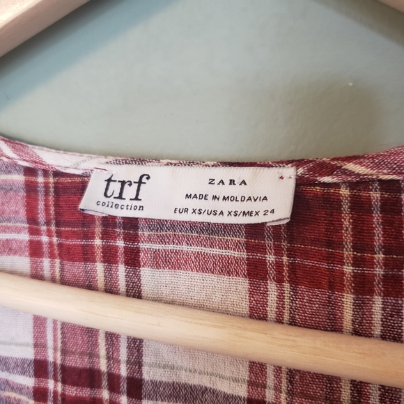 Zara red and white plaid blouse top - Picture 2 of 4